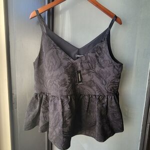 NEW W/TAG EXPRESS LACE JACQUARD PEPLUM BLOUSE SIZE M SLEEVELESS